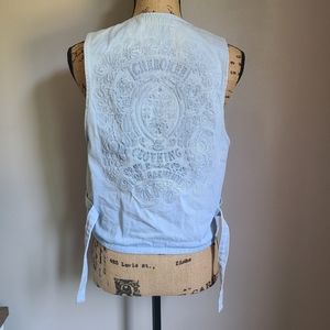 90’s Cherokee Jean Vest Embossed Logo Button Down Light Denim Western Sz Small